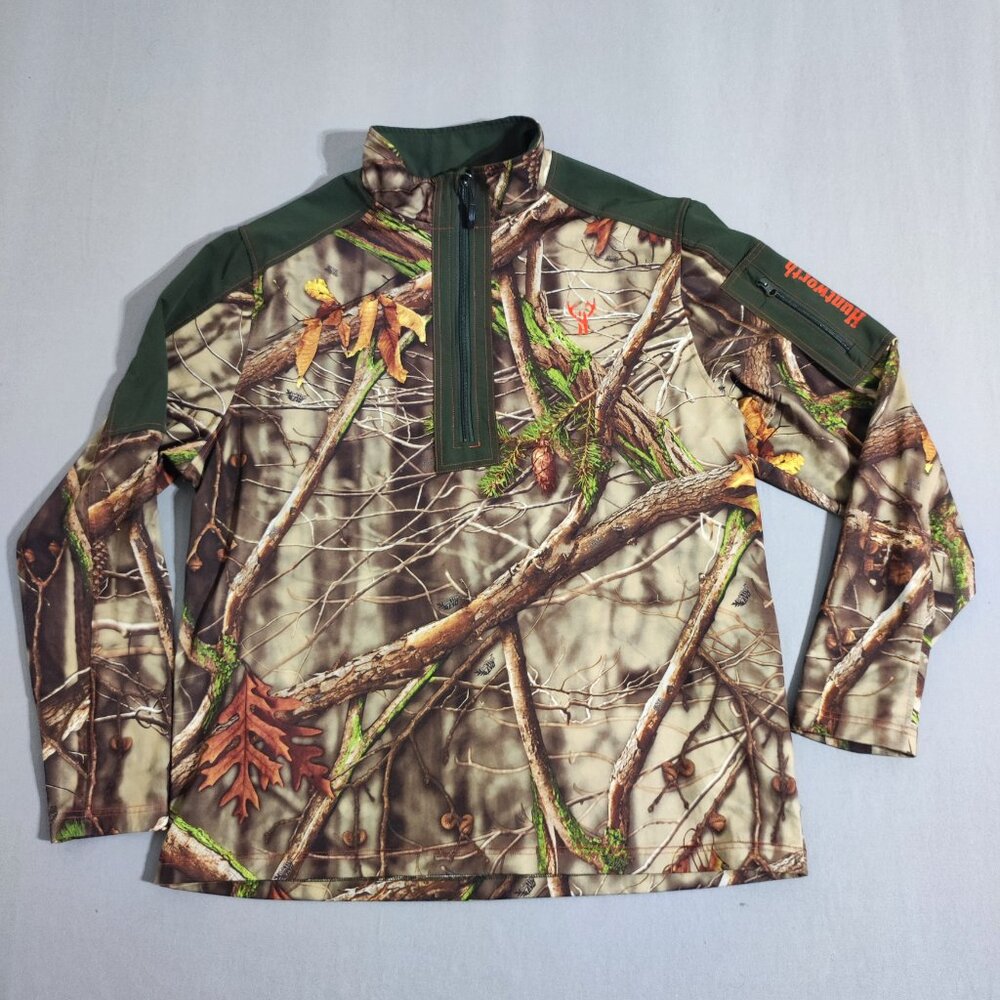 Huntworth sweater men's size 2XL green and tarnen 1/4 zip up neck Hunter wear
